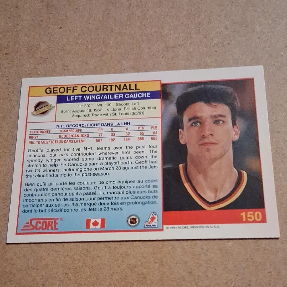Russ & Geoff Courtnall NHL Hockey Trading Cards - Picture 11 of 13